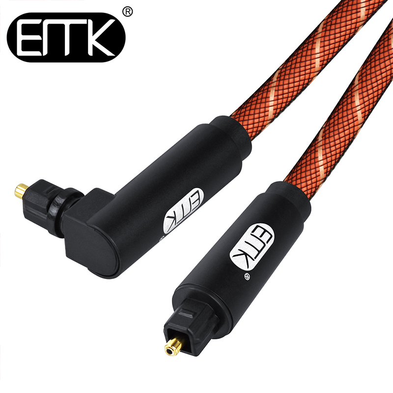 EMK/易迈克弯头90度数字光纤音频线SPDIF功放音响方口电视连接线